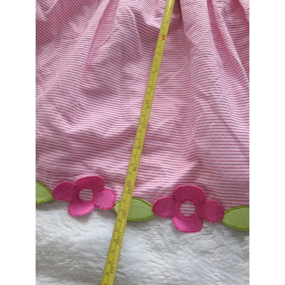 Florence Eiseman Girls 3T Pink Stripe Flower Applique Sleeveless Dress 57152